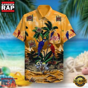 Slayer Music Band Parrot Paradise 3D Print Hawaiian Shirt