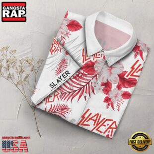 Slayer Music Band Red - White Floral 3D Print Hawaiian Shirt