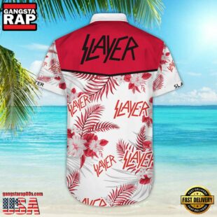 Slayer Music Band Red - White Floral 3D Print Hawaiian Shirt