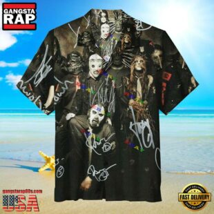 Slipknot Rock Band Autographed Photo Summer Hawaiian Shirt