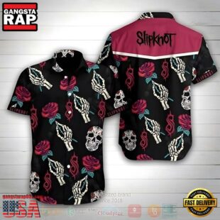 Slipknot Rock Band Band Rose Skull Short Sleeve Summer Hawaiian Shirt