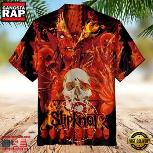 Slipknot Rock Band Flaming Skull Summer Hawaiian Shirt