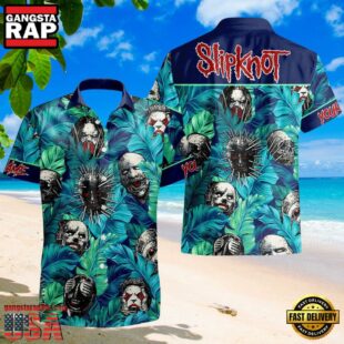 Slipknot Rock Band Halloween Horror Characters Blue Custom Name Summer Hawaiian Shirt