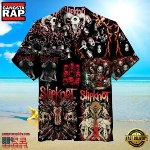 Slipknot Rock Band Horror Faces Collage Summer Hawaiian Shirt