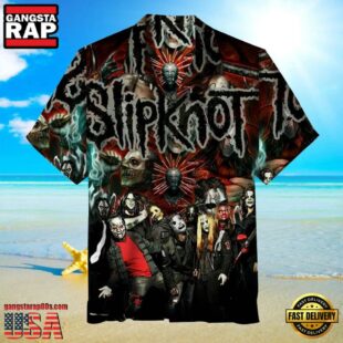 Slipknot Rock Band Horror Mask Collage Summer Hawaiian Shirt