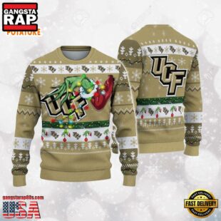 UCF Knights Merry Christmas Grinch Hand NCAA Ugly Christmas Sweater