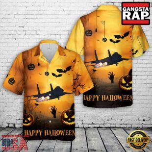 US Air Force Massachusetts Air National Guard 104th Fighter Wing F-15 Halloween Hawaiian Shirt