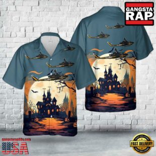 U.S. Army AH-1F Cobra Attack Sky Soldiers Aerial Display Team Team Combat Aircraft Halloween Hawaiian Shirt