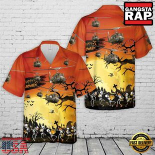 US Army Bell UH-1 Huey Halloween Hawaiian Shirt