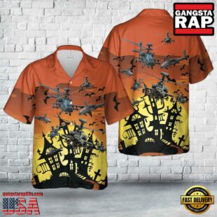 US Army Boeing AH-64 Apache Halloween Hawaiian Shirt 1