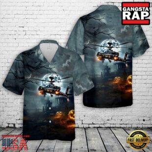 US Army Boeing AH-64 Apache Halloween Hawaiian Shirt