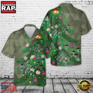 US Army Paratroopers With The 82nd Airborne Division Parachute Christmas Hawaiian Shirt 2