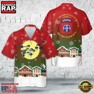 US Army Paratroopers With The 82nd Airborne Division Parachute Christmas Hawaiian Shirt 3