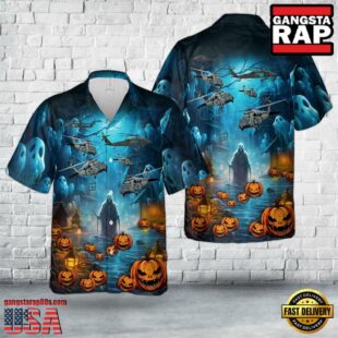 US Army Sikorsky UH-60 Black Hawk Halloween Hawaiian Shirt