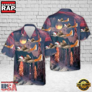 US Navy LC -130 Hercules Of VXE-6 The Puckered Penguins Christmas Hawaiian Shirt