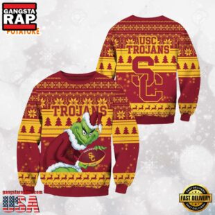 USC Trojans Grinch Custom Name NCAA Ugly Christmas Sweater