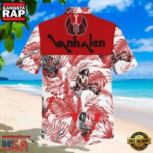 Van Halen Music Band With Guitar Red Color Hawaiian Shirt