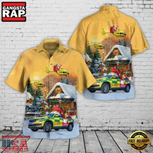 Yorkshire Air Ambulance Car & Eurocopter EC 145T2 Christmas Hawaiian Shirt