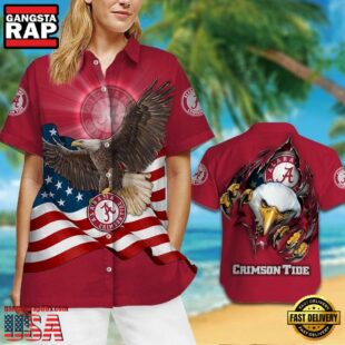 Alabama Crimson Tide Eagle US Flag Hawaiian Shirt