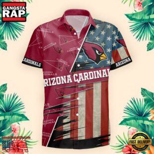 Arizona Cardinals US Flag Pattern Hawaiian Shirt