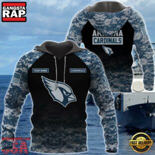 Arizona Cardinals U.S. Navy NWU Camouflage Cutsom Name Hoodie