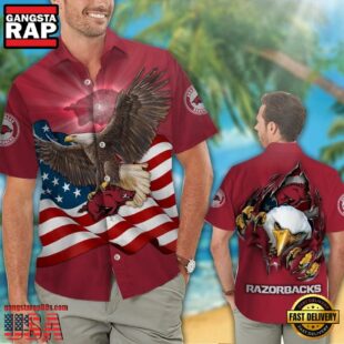 Arkansas Razorbacks Eagle US Flag Hawaiian Shirt