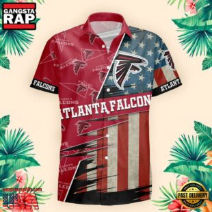 Atlanta Falcons US Flag Pattern Hawaiian Shirt