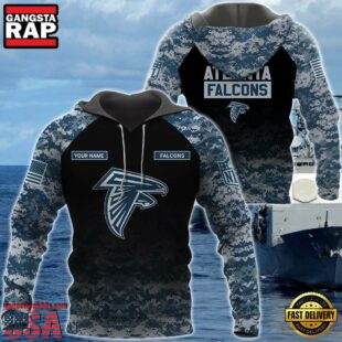 Atlanta Falcons U.S. Navy NWU Camouflage Cutsom Name Hoodie