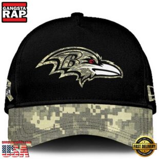 Baltimore Ravens 2024 Salute to Service Club Black Camo Cap Gift For Veteran