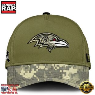 Baltimore Ravens 2024 Salute to Service Club Green Camo Cap Gift For Veteran