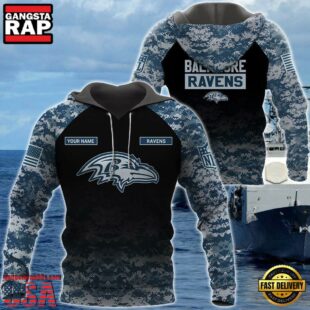 Baltimore Ravens U.S. Navy NWU Camouflage Cutsom Name Hoodie