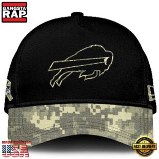 Buffalo Bills 2024 Salute to Service Club Black Camo Cap Gift For Veteran