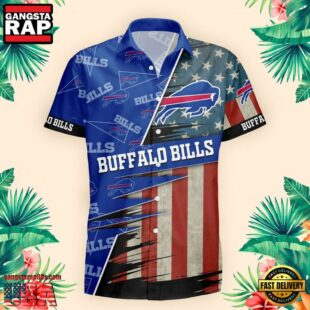 Buffalo Bills US Flag Pattern Hawaiian Shirt