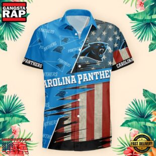 Carolina Panthers US Flag Pattern Hawaiian Shirt