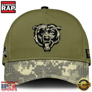 Chicago Bears 2024 Salute to Service Club Green Camo Cap Gift For Veteran