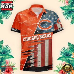 Chicago Bears US Flag Pattern Hawaiian Shirt