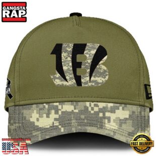 Cincinnati Bengals 2024 Salute to Service Club Green Camo Cap Gift For Veteran