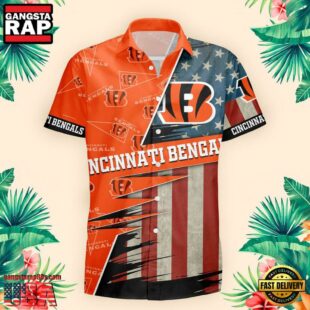 Cincinnati Bengals US Flag Pattern Hawaiian Shirt