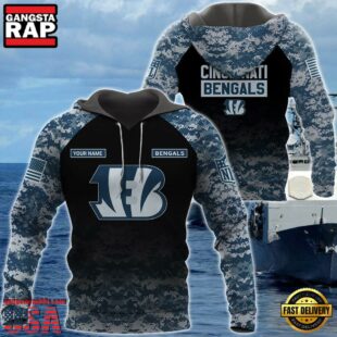 Cincinnati Bengals U.S. Navy NWU Camouflage Cutsom Name Hoodie