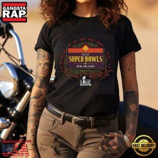 City of Super Bowl LIX NFL New Orleans Black T Shirt