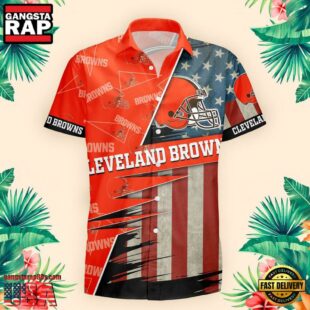 Cleveland Browns US Flag Pattern Hawaiian Shirt