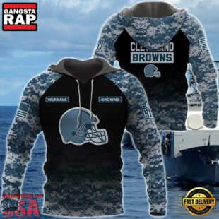 Cleveland Browns U.S. Navy NWU Camouflage Cutsom Name Hoodie