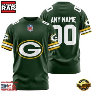 Custom Name And Number Green Bay Packers NFL Team Sport 3D T-Shirt