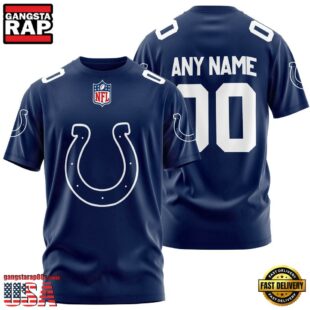 Custom Name And Number Indianapolis Colts NFL Team Sport 3D T-Shirt