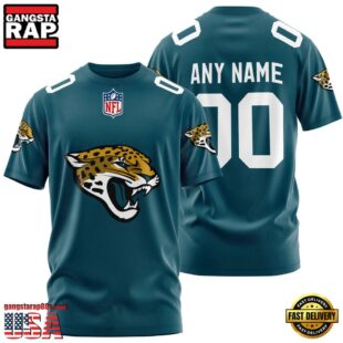 Custom Name And Number Jacksonville Jaguars NFL Team Sport 3D T-Shirt