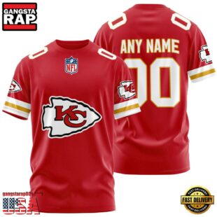 Custom Name And Number Kansas City Chiefs NFL Team Sport 3D T-Shirt