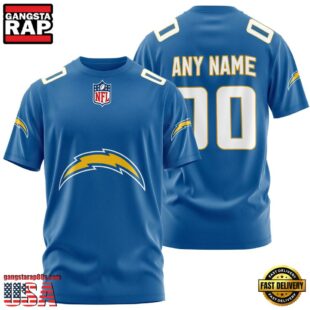 Custom Name And Number Los Angeles Chargers NFL Team Sport 3D T-Shirt