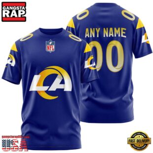 Custom Name And Number Los Angeles Rams NFL Team Sport 3D T-Shirt