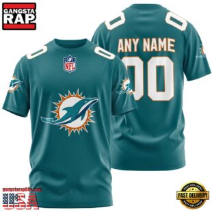 Custom Name And Number Miami Dolphins NFL Team Sport 3D T-Shirt