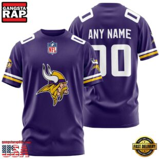 Custom Name And Number Minnesota Vikings NFL Team Sport 3D T-Shirt